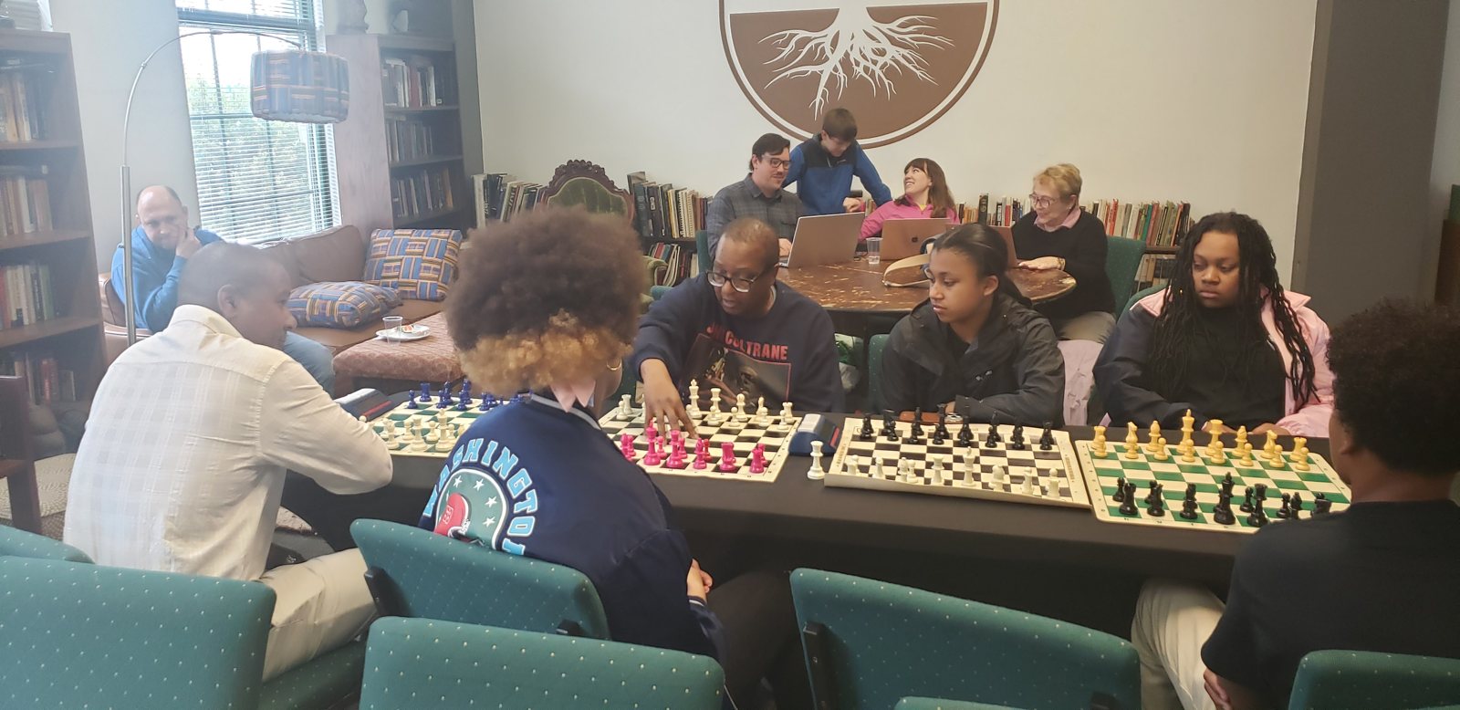 Concentration at the board, Butch Mosby Chess Classic 2 at Roots 101 African American Museum, Louisville
